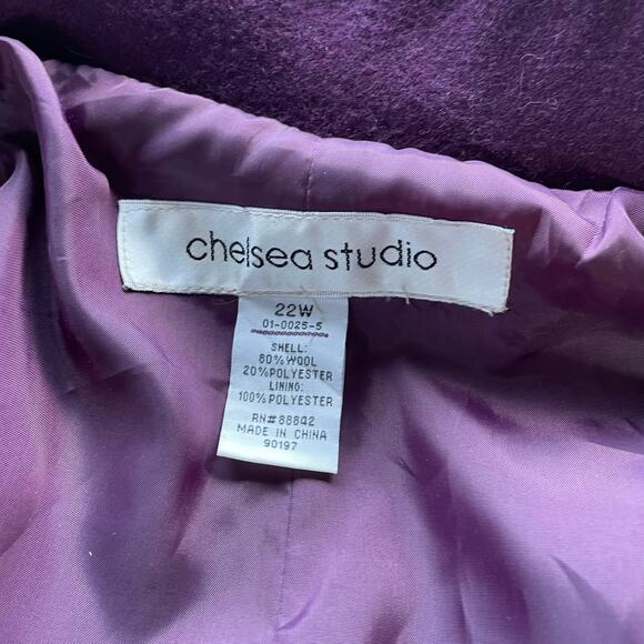 š„Chelsea Studio Wool Blend Burgundy Old Money Timeless Minimalist Overcoat 3X - Picture 10 of 14